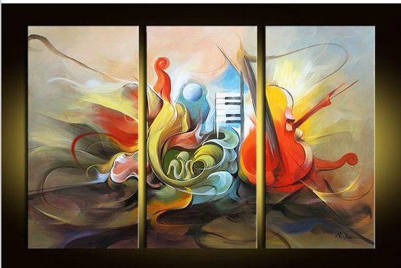 Abstract Painting on Canvas, Music Painting, 3 Piece Painting, Modern Acrylic Paintings, Wall Art Paintings-artworkcanvas