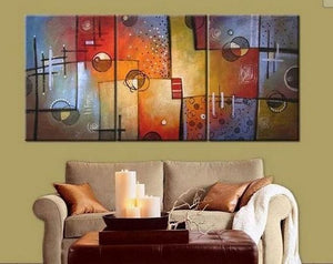 Group Art, Large Oil Painting, Abstract Oil Painting, Living Room Art, Modern Art, 3 Piece Wall Art, Abstract Painting-artworkcanvas