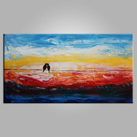 Abstract Art Painting, Canvas Art, Modern Art, Contemporary Art, Abstract Art, Love Birds Painting, Art for Sale,-artworkcanvas
