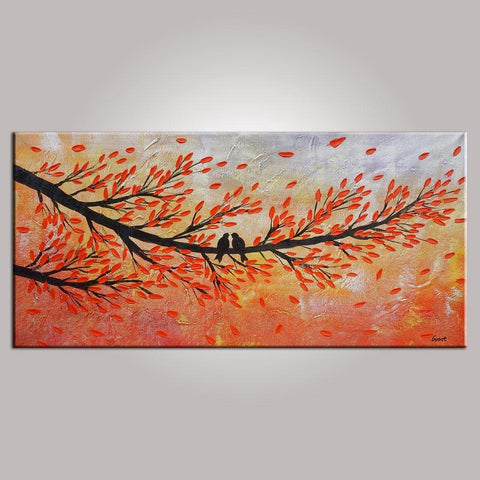 Love Birds Painting, Abstract Art, Contemporary Wall Art, Modern Art, Art for Sale, Abstract Art Painting, Dining Room Wall Art, Canvas Art-artworkcanvas