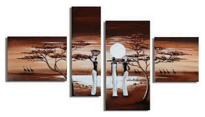 African Sunset Painting, African Painting, Living Room Wall Art, Canvas Art Painting, Landscape Canvas Paintings-artworkcanvas