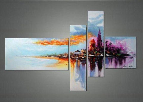Cityscape Painting, Contemporary Painting, Living Room Wall Painting, Acrylic Painting Abstract, Modern Acrylic Painting-artworkcanvas