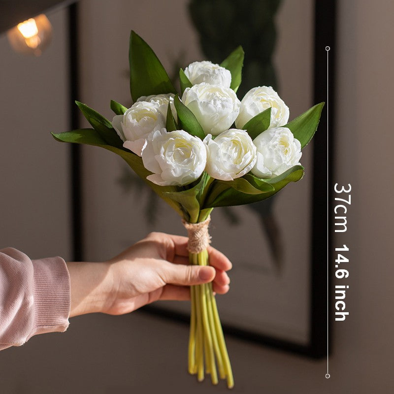 Spring Artificial Floral for Dining Room Table, White Tulip Flowers, Bedroom Flower Arrangement Ideas, Simple Modern Floral Arrangement Ideas for Home Decoration-artworkcanvas