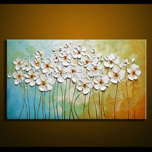 Flower Paintings, Texture Painting, Palette Knife Painting, Acrylic Flower Art, Wall Art Paintings-artworkcanvas
