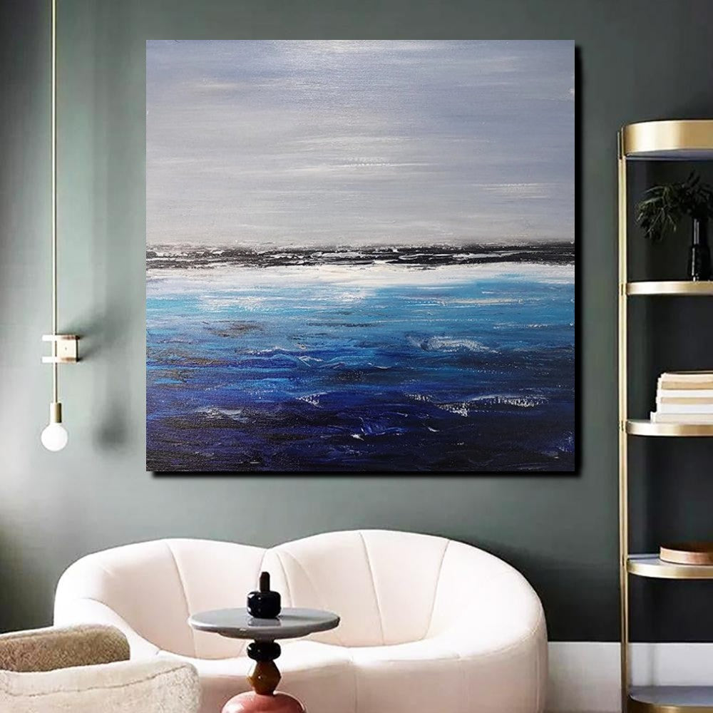Large Paintings for Dining Room, Bedroom Wall Painting, Original Landscape Paintings, Simple Acrylic Paintings, Seascape Canvas Paintings-artworkcanvas