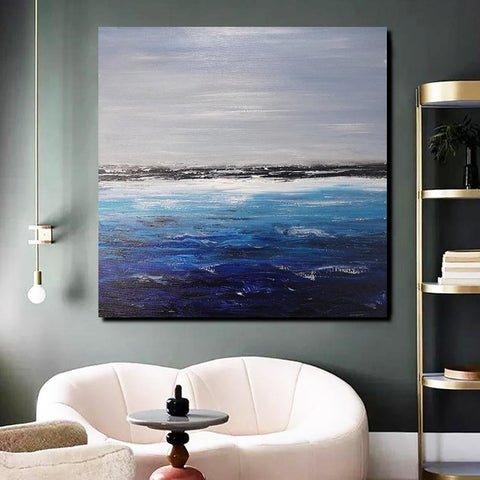 Large Paintings for Dining Room, Bedroom Wall Painting, Original Landscape Paintings, Simple Acrylic Paintings, Seascape Canvas Paintings-artworkcanvas