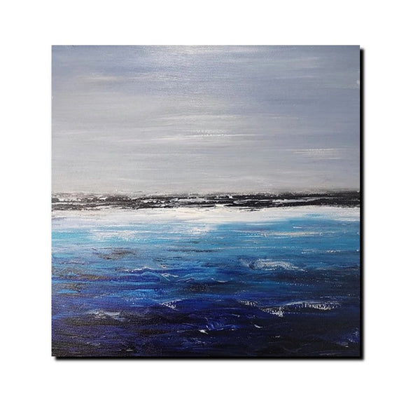 Large Paintings for Dining Room, Bedroom Wall Painting, Original Landscape Paintings, Simple Acrylic Paintings, Seascape Canvas Paintings-artworkcanvas