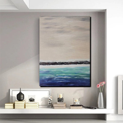 Simple Modern Art, Seascape Canvas Painting, Living Room Wall Art Ideas, Landscape Acrylic Paintings, Large Paintings for Dining Room-artworkcanvas