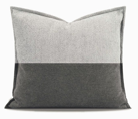 Simple Throw Pillow for Interior Design, Grey Black Decorative Throw Pillows, Modern Sofa Pillows, Contemporary Square Modern Throw Pillows for Couch-artworkcanvas