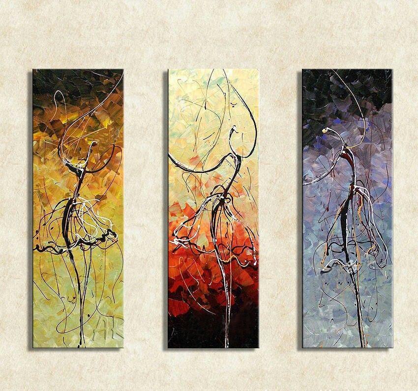 Abstract Painting, Ballet Dancer Painting, Bedroom Wall Art, Canvas Painting, Acrylic Art, 3 Piece Wall Art-artworkcanvas