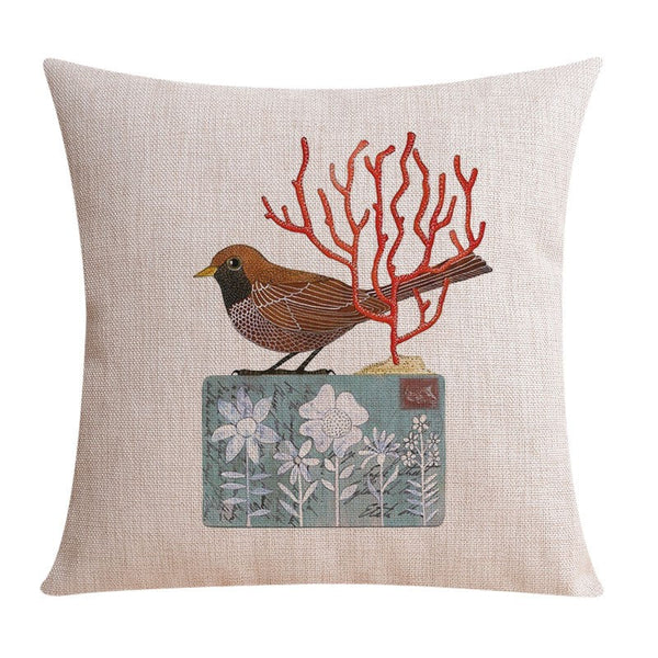 Simple Decorative Pillow Covers, Decorative Sofa Pillows for Living Room, Love Birds Throw Pillows for Couch, Singing Birds Decorative Throw Pillows-artworkcanvas