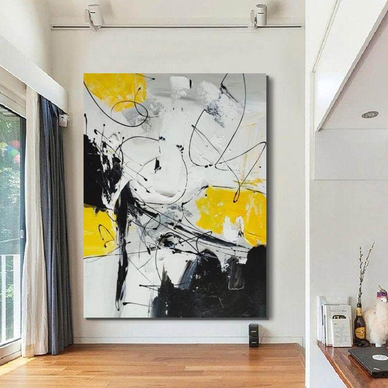 Large Contemporary Canvas Painting, Modern Acrylic Artwork For Living Room