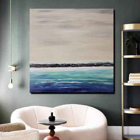 Living Room Wall Art Painting, Original Landscape Paintings, Large Paintings for Sale, Simple Abstract Paintings, Seascape Acrylic Paintings-artworkcanvas