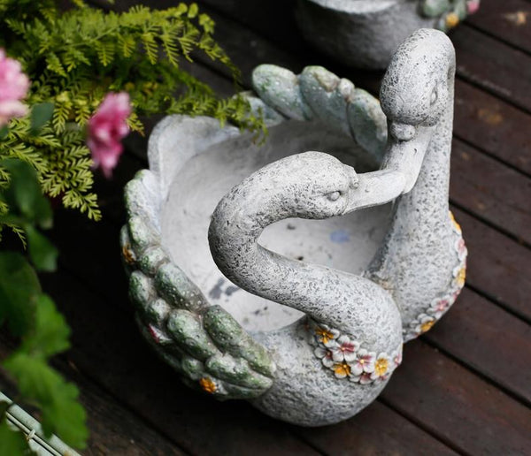 Extra Large Animal Statue for Garden Ornament, Swan Lovers Flower Pot, Swan Lovers Statues, Villa Courtyard Decor, Outdoor Decoration Ideas, Garden Ideas-artworkcanvas
