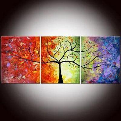 3 Piece Canvas Painting, Tree of Life Painting, Simple Modern Art, Acrylic Painting for Living Room, Large Paintings for Sale-artworkcanvas