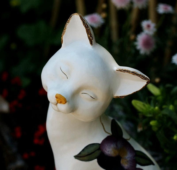 Lovely Cat Statues, Sitting Cats Resin Statue for Garden Ornament, Villa Outdoor Decor Gardening Ideas, Garden Courtyard Decoration, House Warming Gift-artworkcanvas