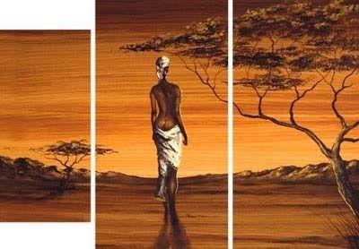 African Woman Painting, 3 Piece Wall Art, African Painting, Canvas Painting for Dining Room, Acrylic Painting on Canvas-artworkcanvas