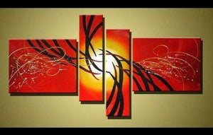 Red Abstract Art, 4 Piece Canvas Art, Acrylic Painting for Sale, Contemporary Art-artworkcanvas