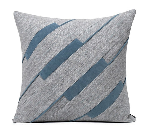 Grey Blue Decorative Pillows, Grey Throw Pillow for Couch, Simple Modern Sofa Pillows, Modern Throw Pillows for Couch-artworkcanvas