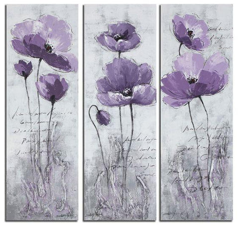 Purple Flower Painting Abstract, Flower Paintings, Acrylic Wall Art Painting, Modern Paintings-artworkcanvas