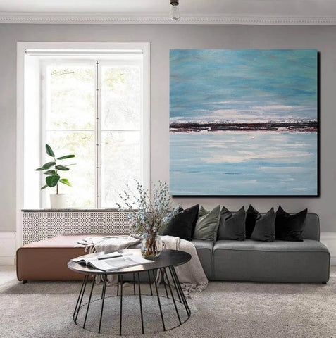 Large Paintings for Sale, Simple Abstract Paintings, Seascape Acrylic Paintings, Living Room Wall Art Painting, Original Landscape Paintings-artworkcanvas