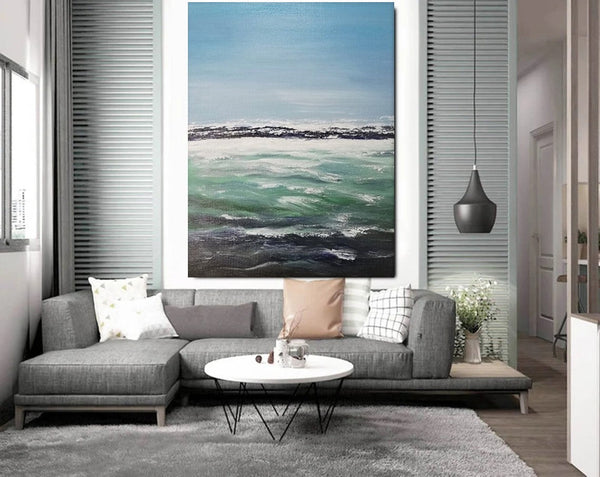Original Landscape Paintings, Seashore Painting, Living Room Wall Art Paintings, Large Original Paintings, Hand Painted Artwork-artworkcanvas