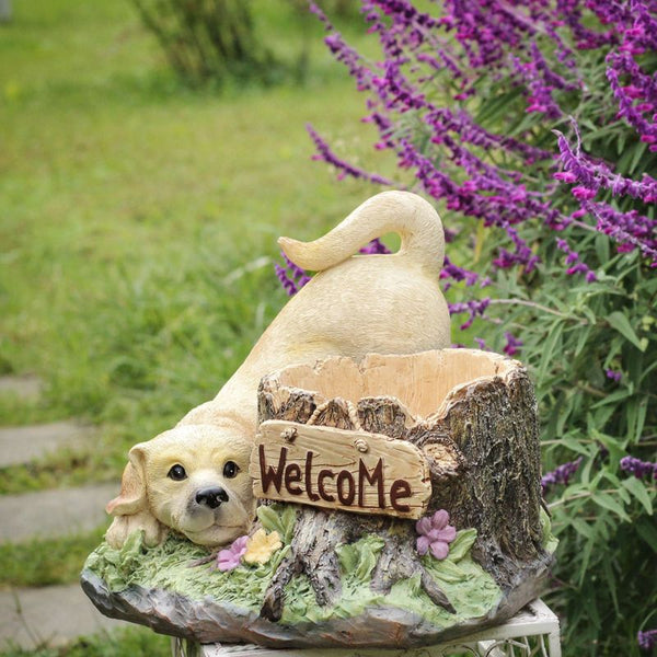 Large Dog Flowerpot, Unique Resin Statue for Garden, Villa Outdoor Decor Gardening Ideas, Creative Modern Statue for Garden Ornaments-artworkcanvas