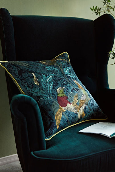Nightingales Cotton Pillow Cover, Beautiful Decorative Throw Pillows, Decorative Sofa Pillows for Living Room, Bird Decorative Pillows-artworkcanvas