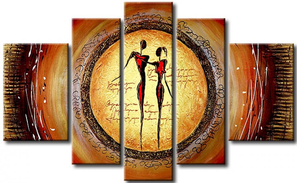 Abstract Art of Love, Acrylic Modern Paintings, 5 Piece Wall Art Painting, Paintings for Living Room, Acrylic Painting for Sale-artworkcanvas