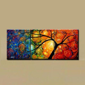 Canvas Painting, Abstract Art Painting, 3 Piece Canvas Art, Tree of Life Painting, Large Group Painting-artworkcanvas