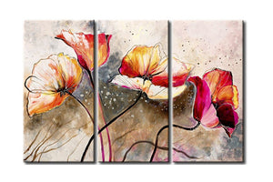 Flower Paintings, 3 Piece Wall Painting, Modern Contemporary Paintings, Acrylic Flower Paintings, Wall Art Paintings-artworkcanvas