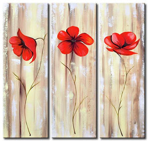 Red Flower Painting, Acrylic Flower Paintings, Acrylic Wall Art Painting, Modern Contemporary Paintings-artworkcanvas