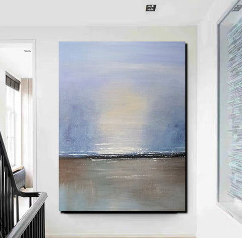 Study Room Wall Art Painting, Abstract Landscape Painting, Seascape Canvas Painting, Hand Painted Artwork, Large Paintings on Canvas-artworkcanvas