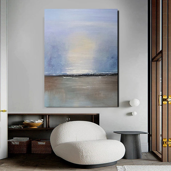 Study Room Wall Art Painting, Abstract Landscape Painting, Seascape Canvas Painting, Hand Painted Artwork, Large Paintings on Canvas-artworkcanvas