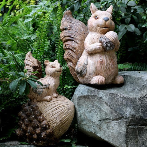 Large Squirrel with Pine Cones Statue for Garden, Animal Statue for Garden Ornament, Villa Outdoor Decor Gardening Ideas-artworkcanvas