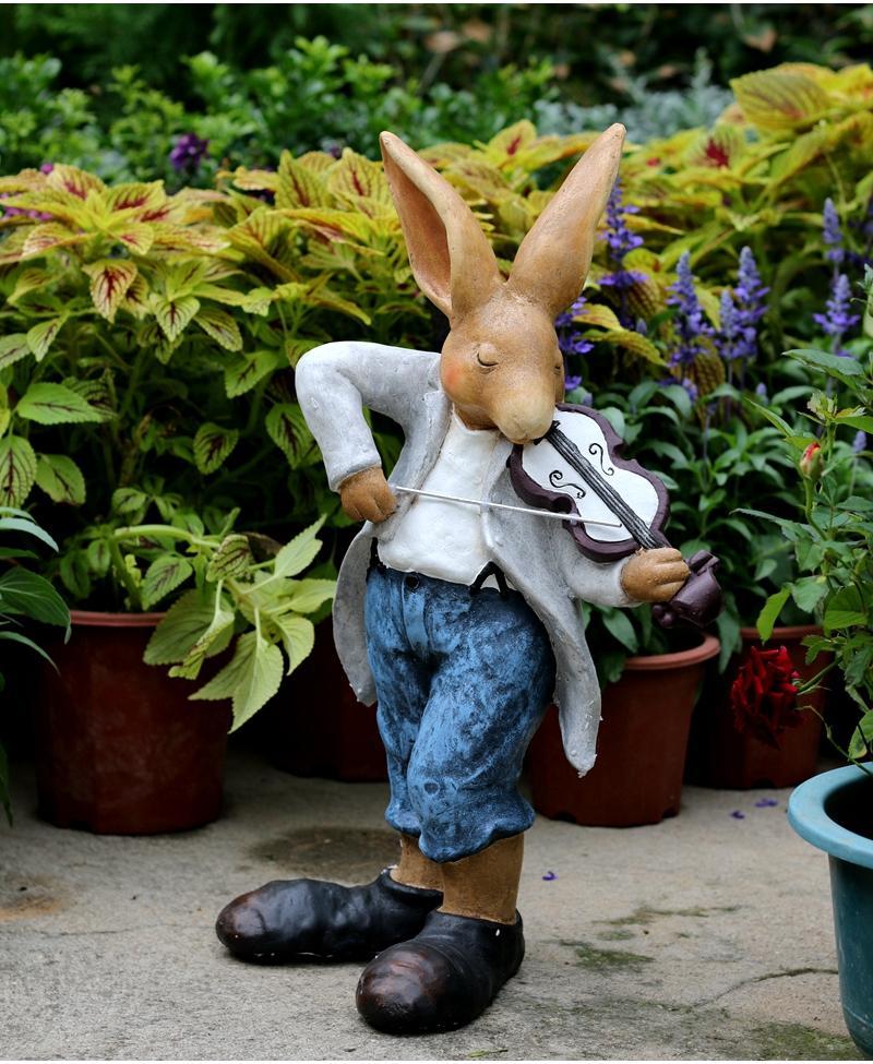 Bunny Flower Pot, Villa Outdoor Decor Gardening Ideas, House Warming Gift, Garden Courtyard Ornament, Large Rabbit Statue for Garden-artworkcanvas