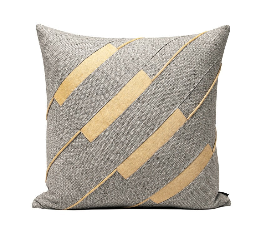 Grey Throw Pillow for Couch, Simple Modern Sofa Pillows, Grey Yellow Decorative Pillows, Modern Throw Pillows for Couch-artworkcanvas