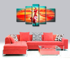 Extra Large Wall Art, African Woman Sunset Painting, Bedroom Canvas Painting, Buy Art Online-artworkcanvas