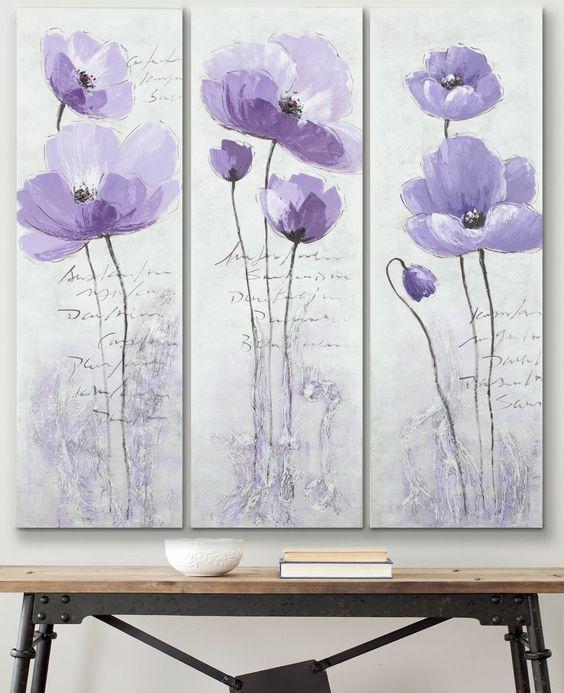 Purple Flower Painting, Abstract Flower Paintings, Bedroom Wall Art Painting, Modern Paintings-artworkcanvas