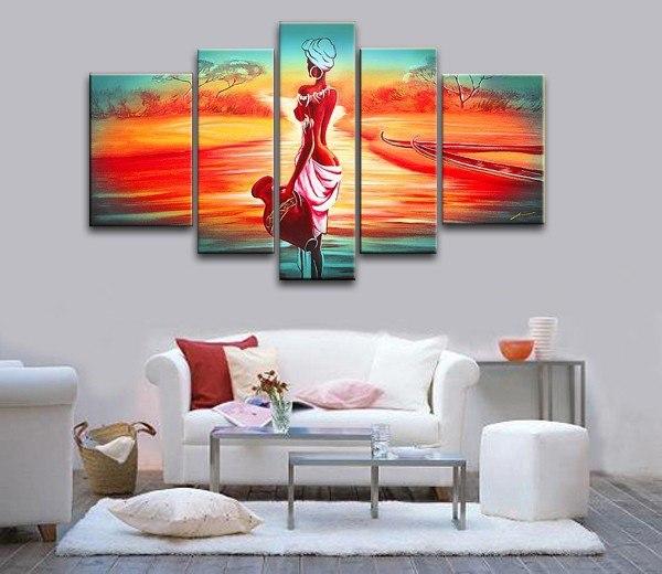 Extra Large Wall Art, African Woman Sunset Painting, Bedroom Canvas Painting, Buy Art Online-artworkcanvas