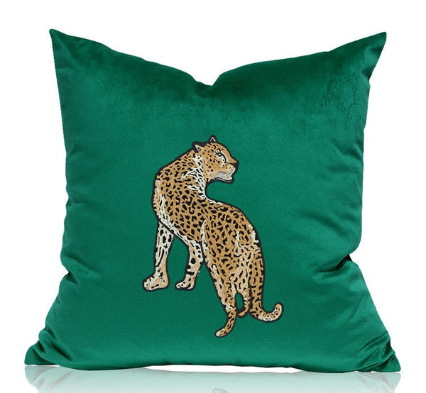 Modern Sofa Pillows, Green Decorative Pillows for Living Room, Contemporary Throw Pillows, Cheetah Decorative Cushion-artworkcanvas