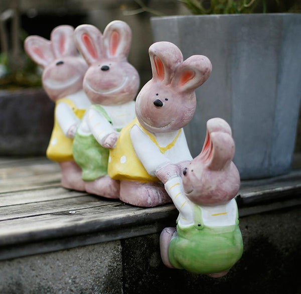 Lovely Rabbits Statues, Cute Rabbits in the Garden, Animal Resin Statue for Garden Ornament, Outdoor Decoration Ideas, Garden Ideas-artworkcanvas