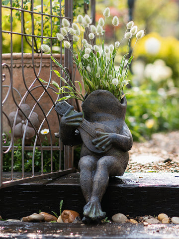 Garden Animal Statues, Unique Modern Garden Sculptures, Frog Flowerpot for Garden Decoration, Beautiful Cute Frog Statues, Creative Villa Outdoor Gardening Ideas-artworkcanvas