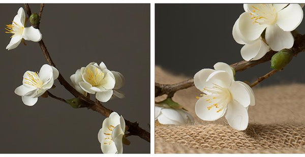 White and Pink Plum Artificial Flowers, Artificial Botany Plants, Silk Flower Arrangement, Plum Flower, Simple Flower Arrangement for Home Decoration-artworkcanvas