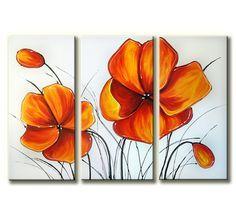 Dining Room Wall Art Painting, Acrylic Flower Paintings, Flower Painting Abstract, Flower Artwork-artworkcanvas