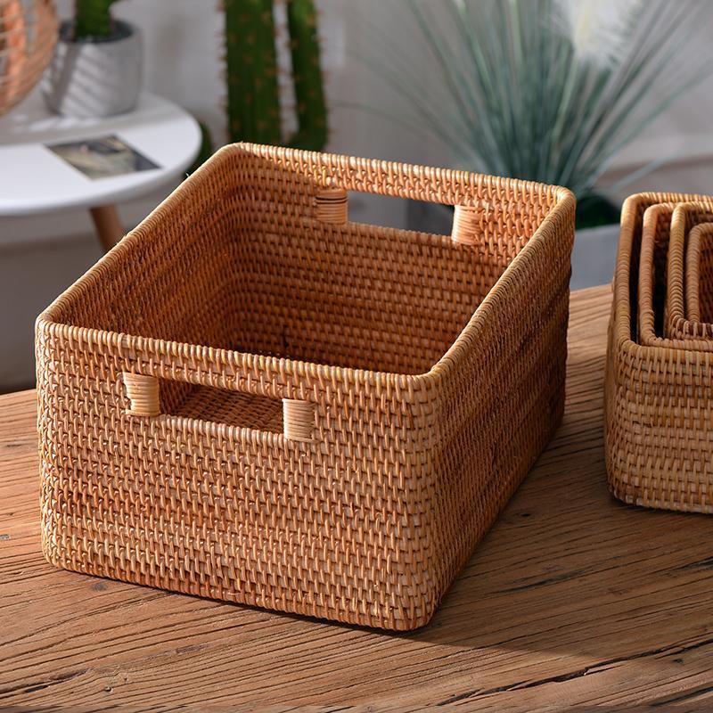 Wicker Rattan Storage Basket for Shelves, Storage Baskets for