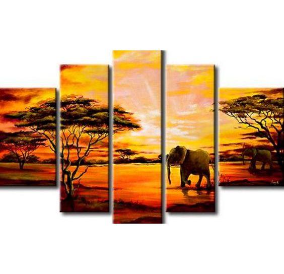 Extra Large Wall Art, African Elephant and Tree Painting, Bedroom Canvas Painting, Buy Art Online-artworkcanvas