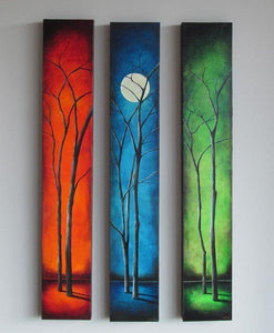 Tree Painting, Moon Painting, Hand Painted Canvas Painting, Bedroom Wall Art Painting, Acrylic Artwork-artworkcanvas