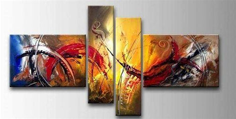 4 Piece Wall Art Paintings, Modern Contemporary Painting, Paintings for Living Room, Large Painting Above Bed, Acrylic Painting on Canvas-artworkcanvas
