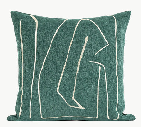 Abstract Green Decorative Throw Pillows, Geometric Square Modern Throw Pillows for Couch, Large Contemporary Throw Pillow for Interior Design-artworkcanvas